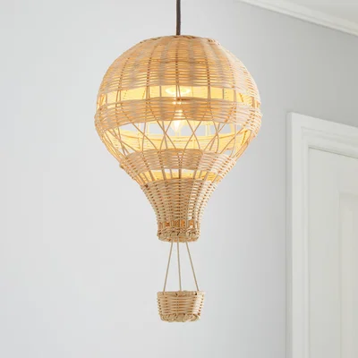 Dunelm Hot Air Balloon Rattan Easy Fit Pendant Natural (Brown)
