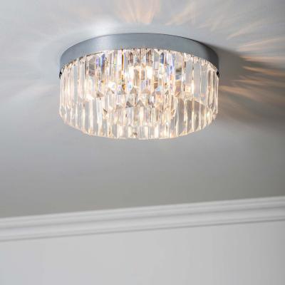 Dunelm Vogue Crystal Bath 5 Light Flush Ceiling Fitting Chrome Chrome