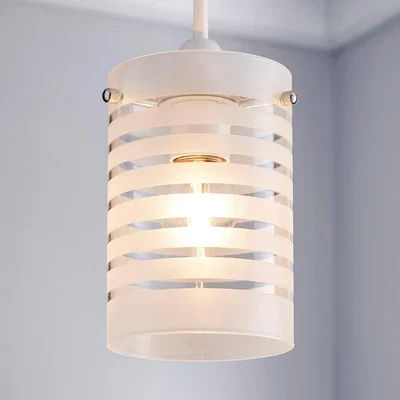 Dunelm Grayson Stripe Glass White Easy Fit Pendant Clear