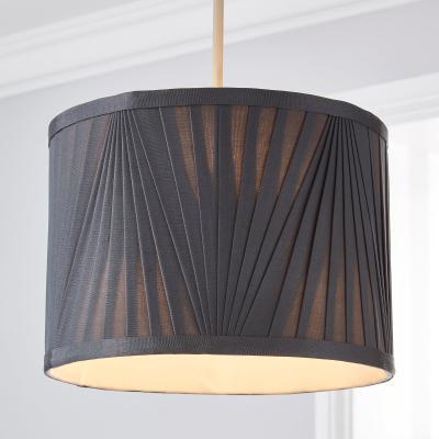 Dunelm Eliza V Pleat 25cm Drum Shade Grey