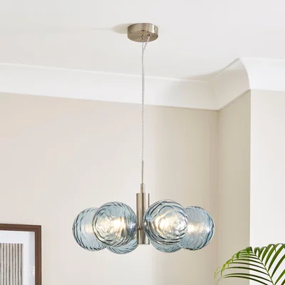 Dunelm Aqua 6 Light Pendant Ceiling Fitting Aqua (Blue)