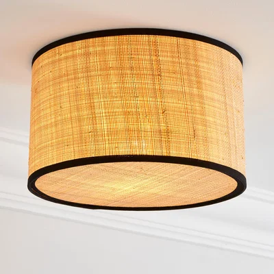 Dunelm Malika Cane Flush Ceiling Fitting Natural