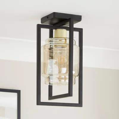 Dunelm Seattle Industrial Flush Ceiling Light Black