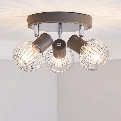 Dunelm Mattia 3 Light Wire Cage Matt Grey Spotlight Chrome