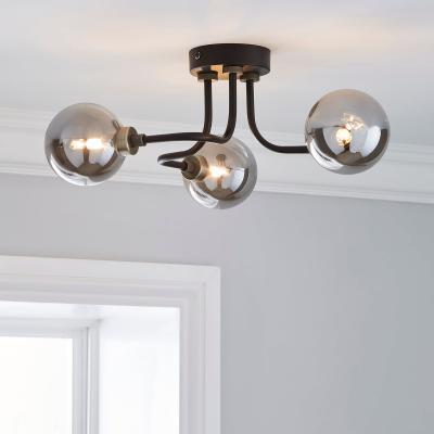 Dunelm Tanner 3 Light Black Ceiling Fitting Black