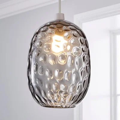 Dunelm Elodie Dimpled Glass Easy Fit Pendant Grey Lustre Grey