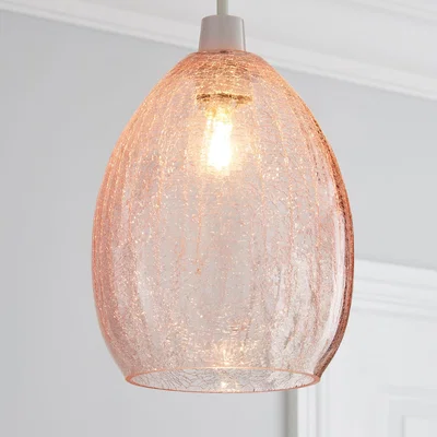 Dunelm Akola Pink Glass Easy Fit Pendant Pink