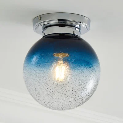 Dunelm Torbay Bathroom Ceiling Fitting Blue/White