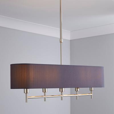 Dunelm 5A Edmonton 5 Light Bar Shaded Grey Diner Ceiling Fitting Nickel
