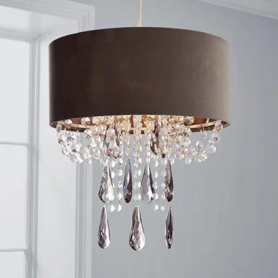 Dunelm Halle Velvet Jewel Grey Easy Fit Pendant Grey