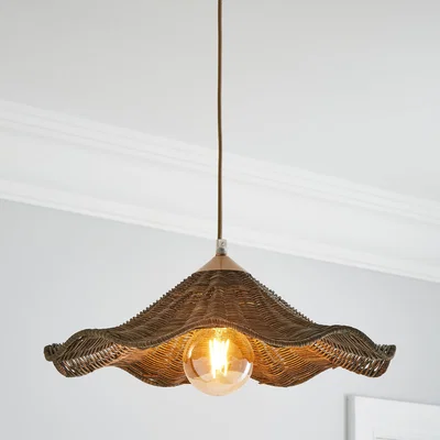 Dunelm Churchgate Peckleton 1 Light Wicker Pendant Fitting Brown
