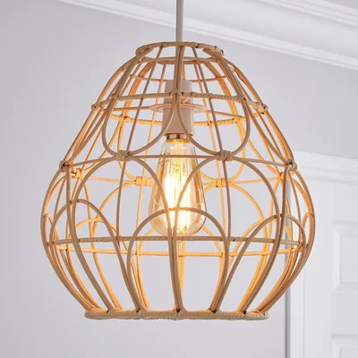 Dunelm Decorative Cane Easy Fit Pendant Natural White