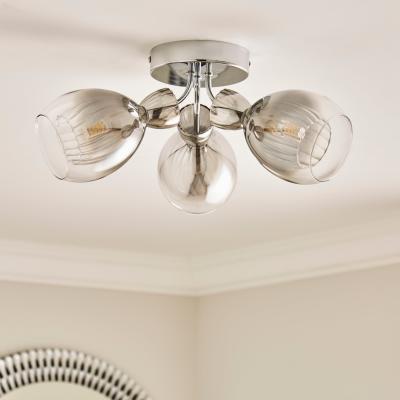 Dunelm Sylvia 3 Light Flush Ceiling Light Silver