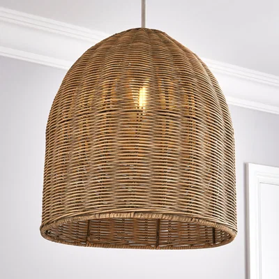 Dunelm Churchgate Cotes Rattan Easy Fit Pendant Brass