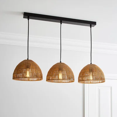 Dunelm Artisan Avery Natural 3 Light Diner Ceiling Fitting Black