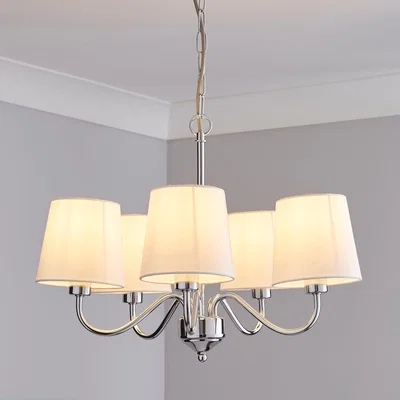 Dunelm Annai 5 Light Shaded White Ceiling Fitting White