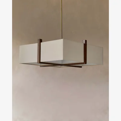 Danetti Addison natural linen 4 light adjustable pendant