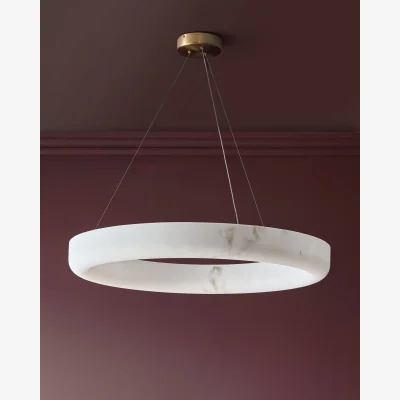 Danetti Sadie natural alabaster effect large round pendant light