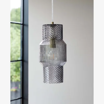 Danetti Leo Grey Glass Single Pendant