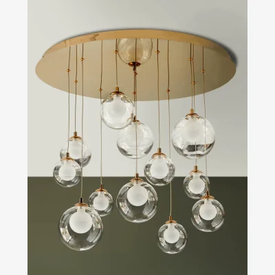 Danetti Riley clear glass 12 LED light adjustable drop pendant
