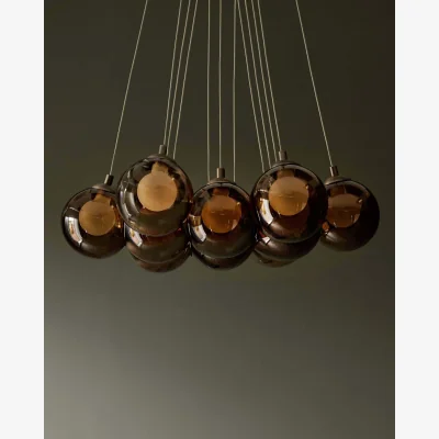 Danetti Riley mocha glass LED light cluster bubble  adjustable pendant