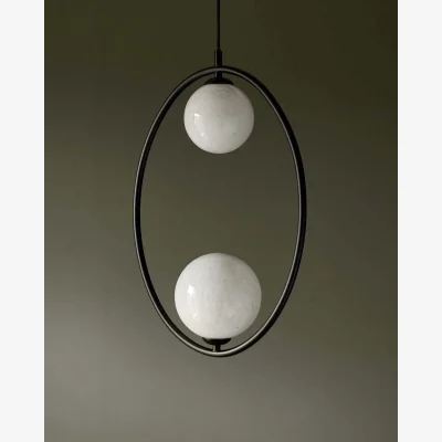 Danetti Riley marble look glass 2 light adjustable pendant