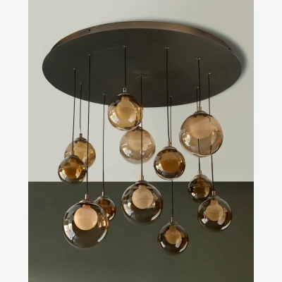 Danetti Riley mocha glass 12 LED light adjustable drop pendant