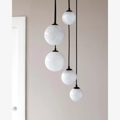 Danetti Riley Marble Look Glass Pendant Light 5 Cluster Drop