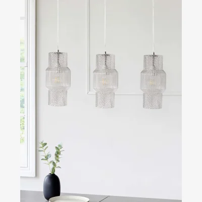 Danetti Leo Clear Glass 3 Light Chrome Bar Pendant