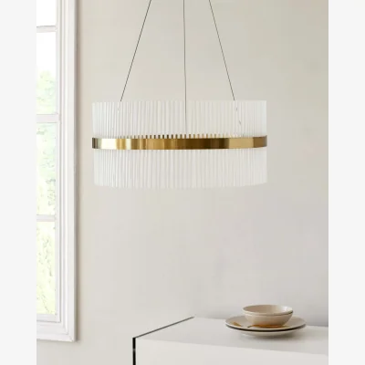 Danetti Mila Brushed Brass Round Halo Pendant