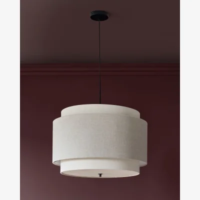 Danetti Leonie natural and mocha linen large round pendant