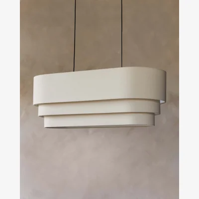 Danetti Madison natural linen oval adjustable pendant light