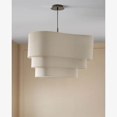 Danetti Burleigh 2 bulb natural linen curved pendant light