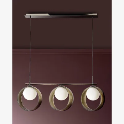 Danetti Chloe green glass 3 bar adjustable pendant light