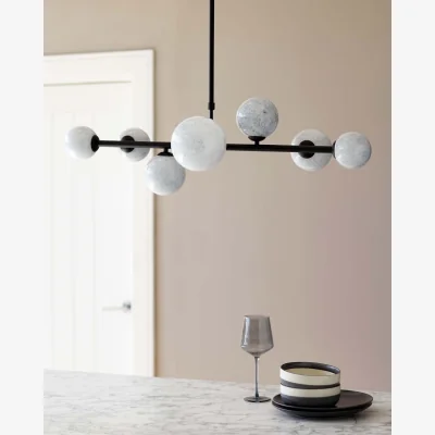 Danetti Riley Marble Look Glass 7 Light Horizontal Pendant