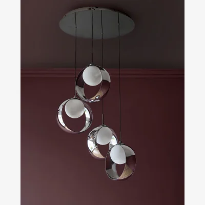 Danetti Chloe silver chrome glass LED 4 drop adjustable pendant light