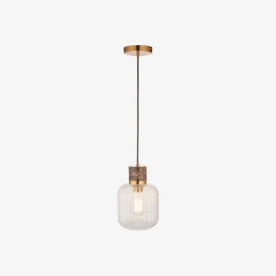 Furniture Village Travi 1 Light Ribbed Ceiling Pendant - Dark Brown