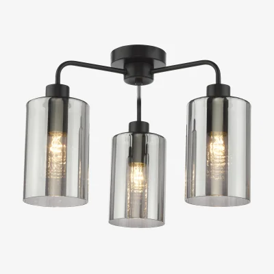 Furniture Village Velari 3 Light Semi Flush Pendant - Black