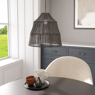 Furniture123 Black Wicker Effect Pendant Light - Williamsburgh