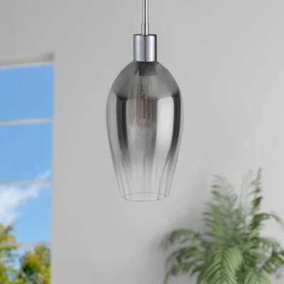 Furniture123 Silver Smoked Glass Cloche Pendant Light - Bloomfield