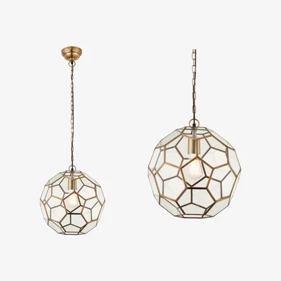Furniture123 Antique Brass Geometric Pendant - Miele