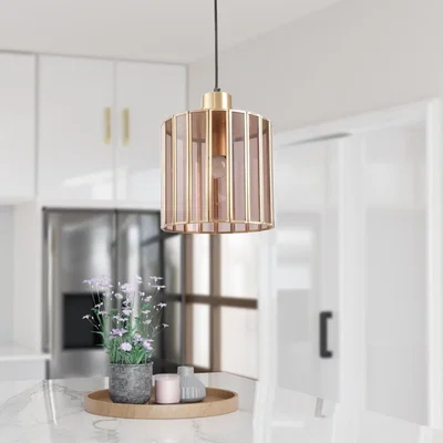 Furniture123 Smoked Glass & Brass Pendant Light - Dallas