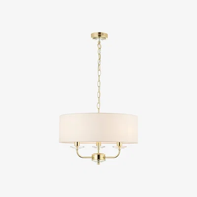 Furniture123 Brass 3 Light Pendant Chandelier with Shade - Nixon
