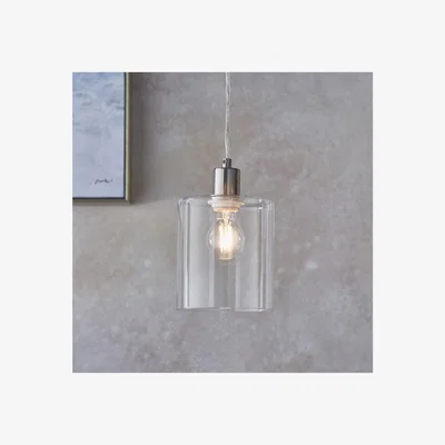 Furniture123 Nickel & Glass Pendant Light - Poole