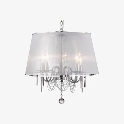 Furniture123 5 Candle Light Chandelier with Shade & Crystal Chain - Searchlight