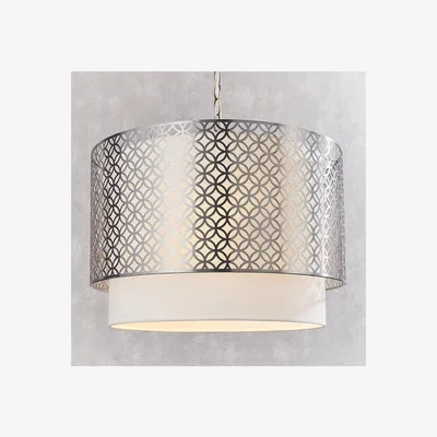Furniture123 3 Light Nickel & White Shade Pendant - Gilli