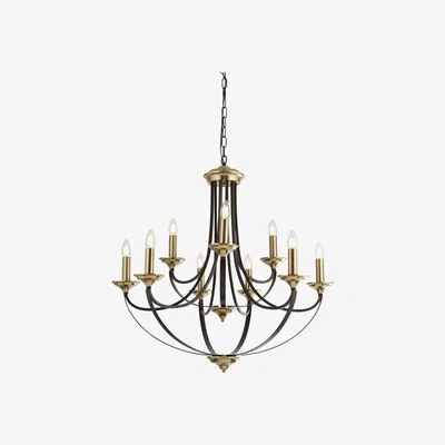 Furniture123 Chandelier with 9 Lights in Bronze & Brown - Belfry