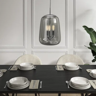 Furniture123 Smoked Glass Pendant Chandelier - Cascina