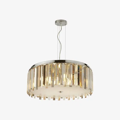 Furniture123 Drum Smokey Crystal Pendant - Clarissa