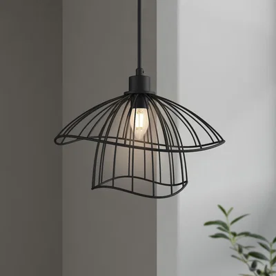 Furniture123 Industrial Black Wire Pendant Light - Indiana